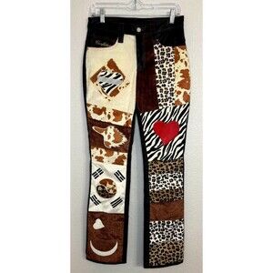 When Smoke Clears Animal Print World Boss Leather Pants Faux Leather Black Sz 28